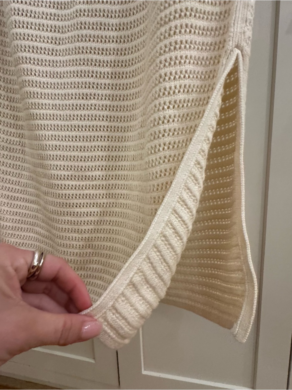Everlane Cream Open-Weave Knit Midi Skirt - Picture 3 of 7